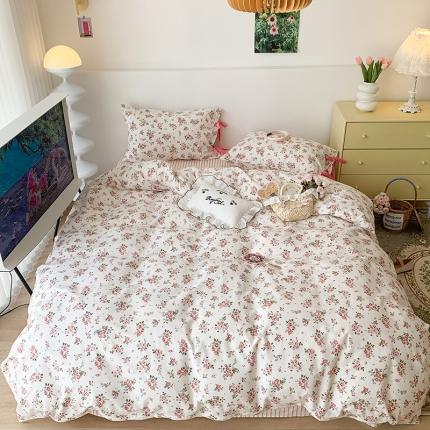 91家纺网 家纺一手货源 找家纺 （总）昔可家纺 2023新款全棉蝴蝶结枕套普通款四件套