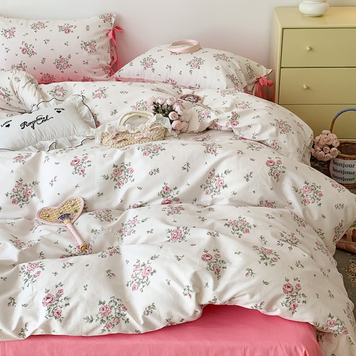 91家纺网 家纺一手货源 找家纺 （总）昔可家纺 2023新款全棉蝴蝶结枕套普通款四件套