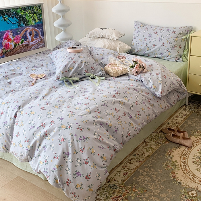 91家纺网 家纺一手货源 找家纺 昔可家纺 2023新款全棉蝴蝶结枕套普通款四件套 里斯本夏日