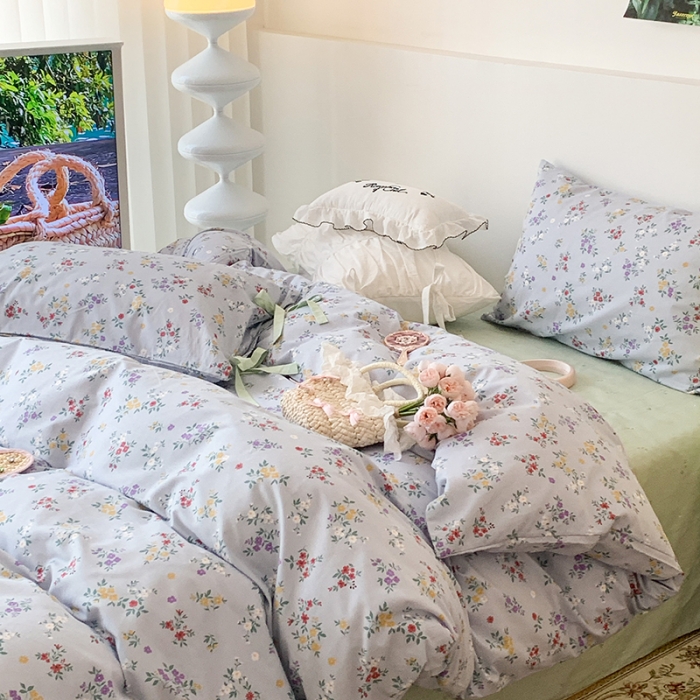 91家纺网 家纺一手货源 找家纺 昔可家纺 2023新款全棉蝴蝶结枕套普通款四件套 里斯本夏日