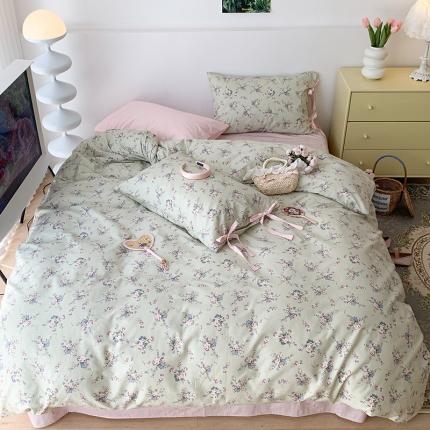 昔可家纺 2023新款全棉蝴蝶结枕套普通款四件套 莫奈幻想