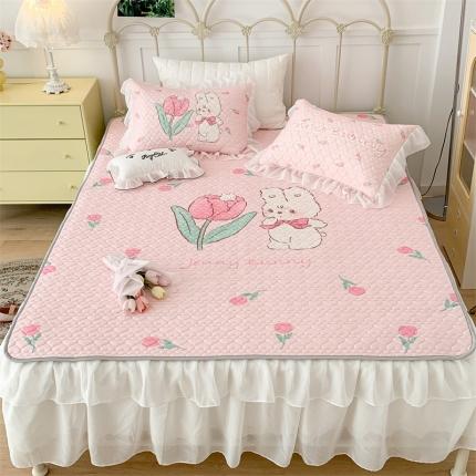 91家纺网 家纺一手货源 找家纺 昔可 2023新款第二批双层床裙乳胶三件套可爱小清新风 可爱珍妮郁金香