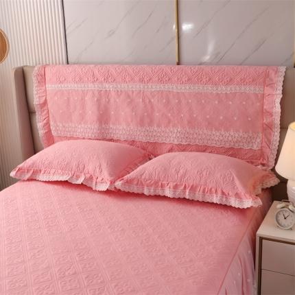弘迪家纺 2024新款全棉蕾丝公主风被套单层款床头罩 粉色