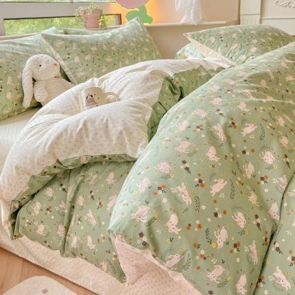 柠馨 2023新款13376可爱系列全棉印花四件套 怡然兔