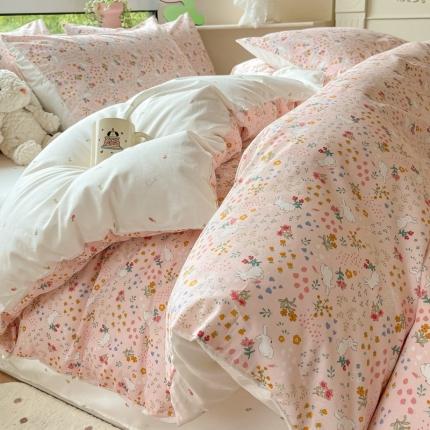 柠馨 2023新款13376可爱系列全棉印花四件套 飞扬兔