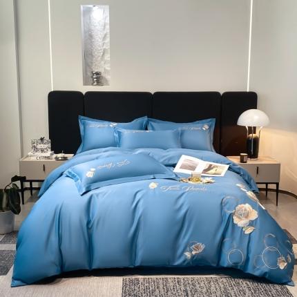 91家纺网 家纺一手货源 找家纺 （总）大麦乐田 2023新款天丝刺绣四件套欧若拉系列