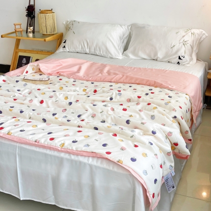 91家纺网 家纺一手货源 找家纺 （总）蓝庭云小棉天丝棉凉感小清新夏凉被卡通可机洗亲肤空调被双人被