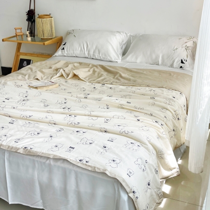 91家纺网 家纺一手货源 找家纺 （总）蓝庭云小棉天丝棉凉感小清新夏凉被卡通可机洗亲肤空调被双人被