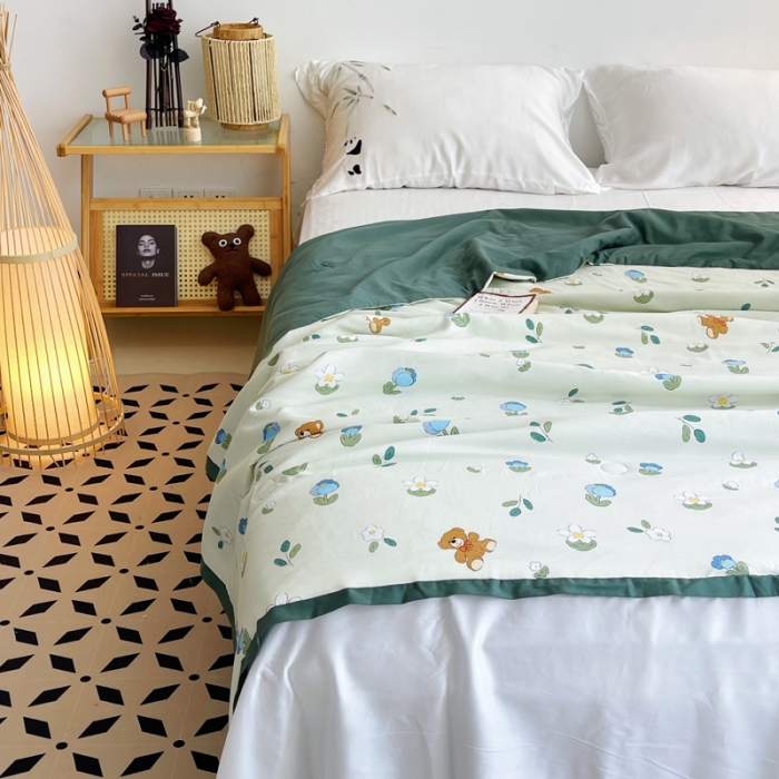 91家纺网 家纺一手货源 找家纺 （总）蓝庭云小棉天丝棉凉感小清新夏凉被卡通可机洗亲肤空调被双人被