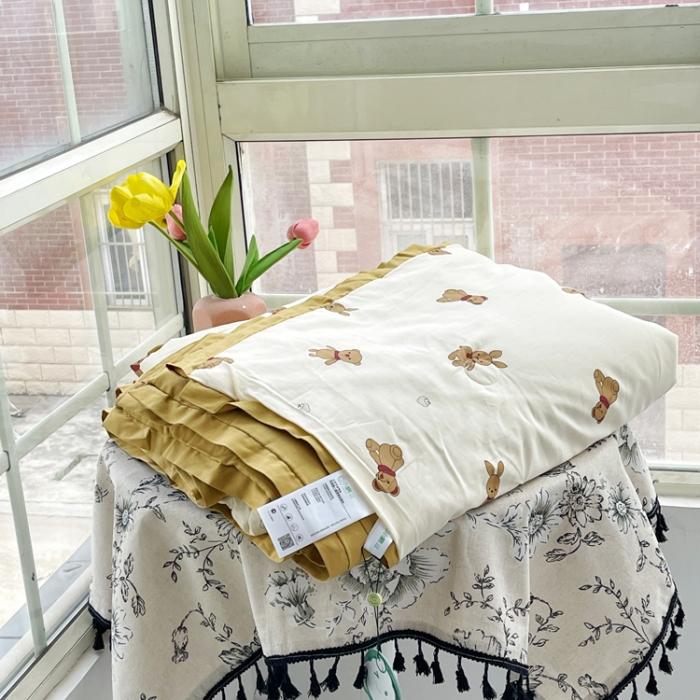 91家纺网 家纺一手货源 找家纺 蓝庭云小棉天丝棉凉感小清新夏凉被卡通可机洗亲肤空调被双人被 憨憨熊