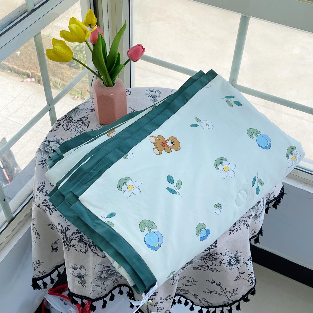 91家纺网 家纺一手货源 找家纺 蓝庭云小棉天丝棉凉感小清新夏凉被卡通可机洗亲肤空调被双人被 梦乐园