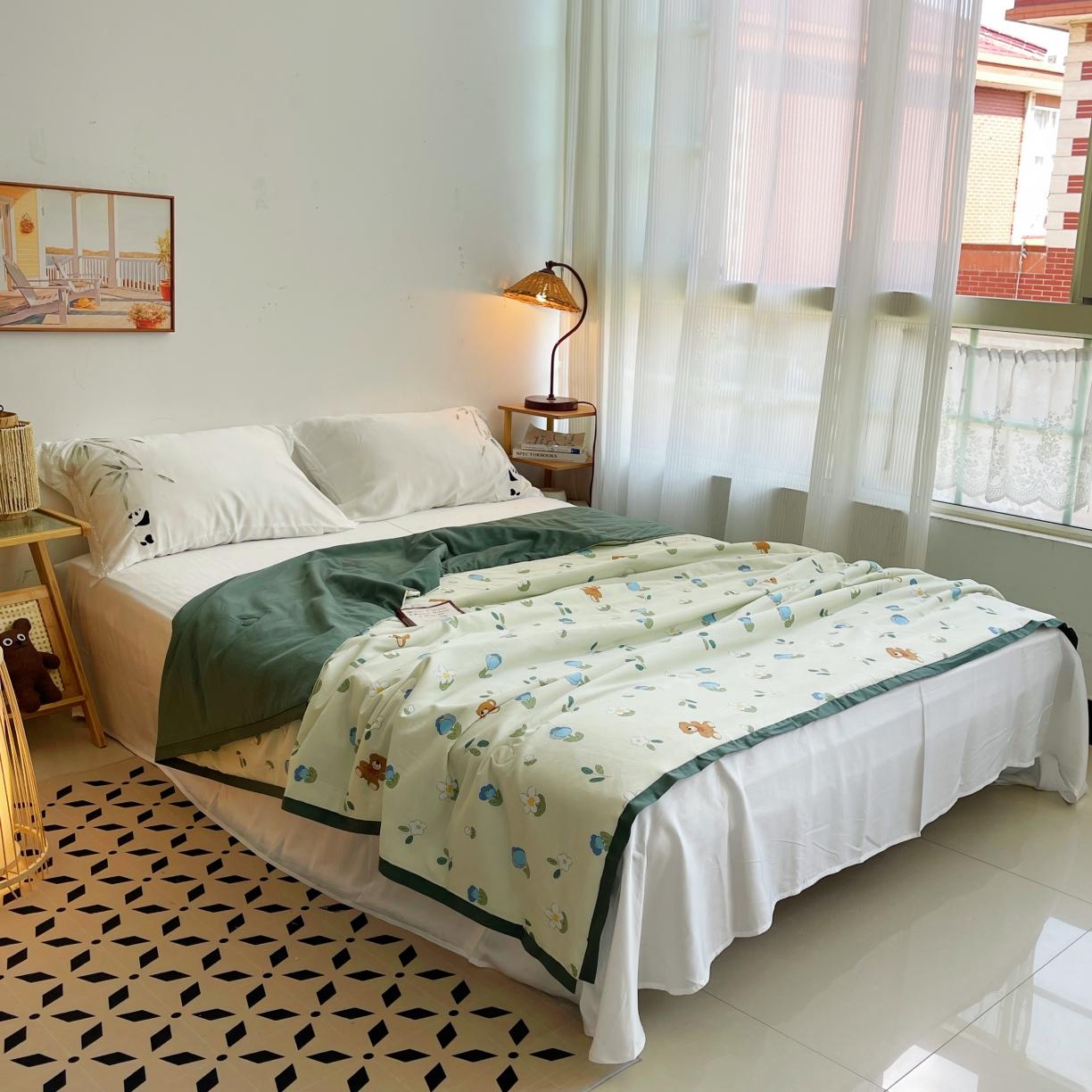 91家纺网 家纺一手货源 找家纺 蓝庭云小棉天丝棉凉感小清新夏凉被卡通可机洗亲肤空调被双人被 梦乐园