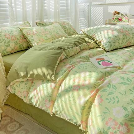 91家纺网 家纺一手货源 找家纺 (总）直播爆款法式风双层纱棉麻水洗棉四件套