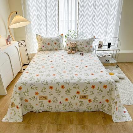 91家纺网 家纺一手货源 找家纺 维娜斯 2023新款芦荟棉单床单 青柠薄荷