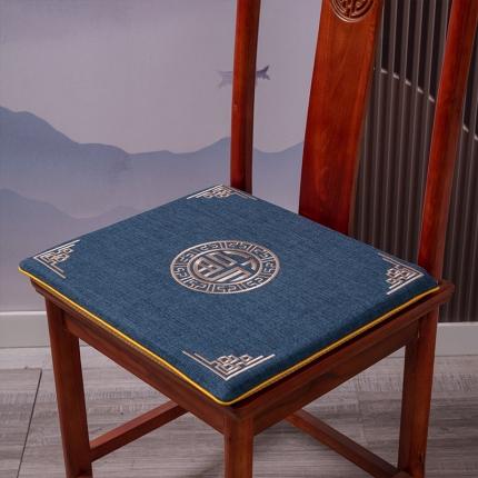 北辰 2023新款中式坐垫刺绣椅垫红木沙发绣花垫 福缘单边-蓝