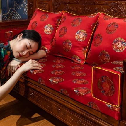 91家纺网 家纺一手货源 找家纺 （总）北辰 2023新款中式坐垫绸缎椅垫红木沙发织锦缎垫圈椅垫