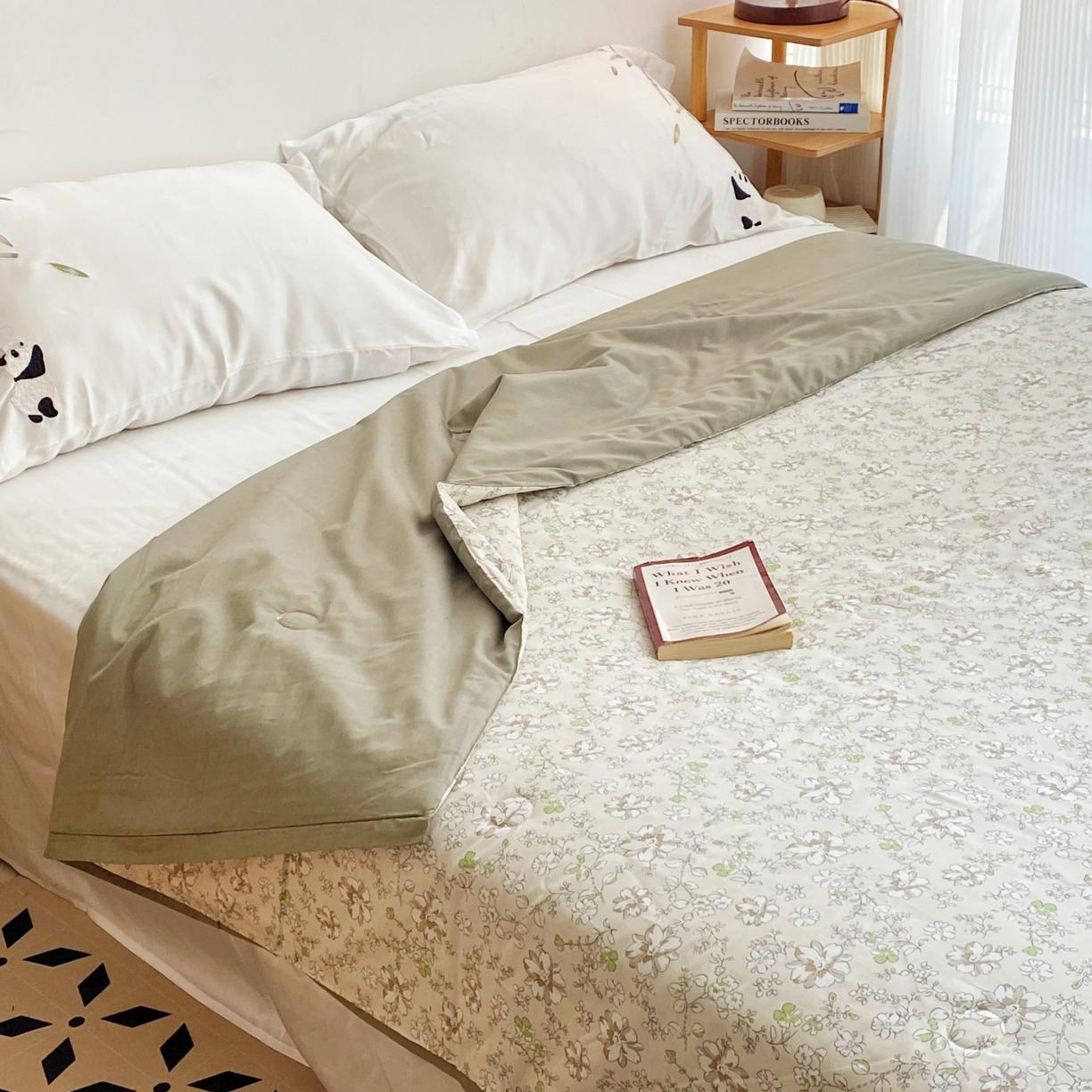 91家纺网 家纺一手货源 找家纺 蓝庭云小棉天丝棉凉感小清新夏凉被卡通可机洗亲肤空调被双人被 南柚