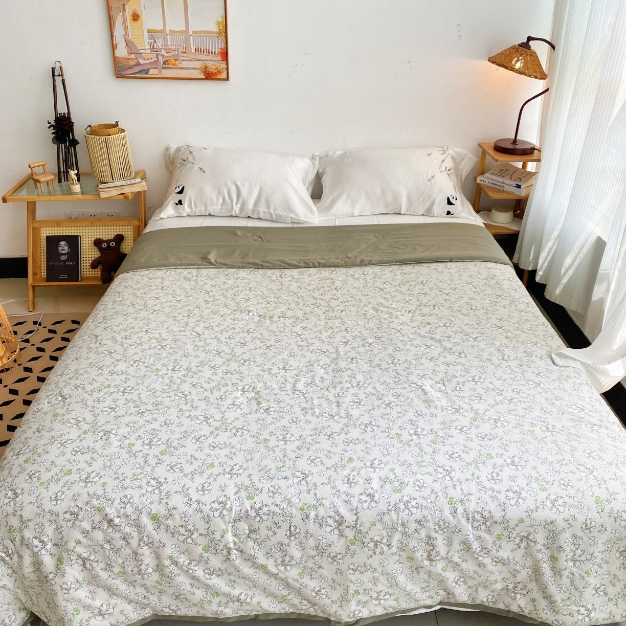 91家纺网 家纺一手货源 找家纺 蓝庭云小棉天丝棉凉感小清新夏凉被卡通可机洗亲肤空调被双人被 南柚