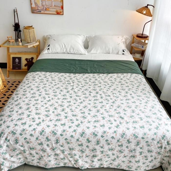 91家纺网 家纺一手货源 找家纺 蓝庭云小棉天丝棉凉感小清新夏凉被卡通可机洗亲肤空调被双人被 韶华