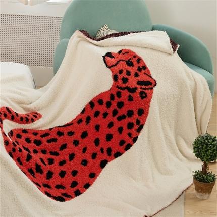 91家纺网 家纺一手货源 找家纺 暖绵绵 2025新款休闲毯美豹 粉色美豹