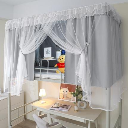 91家纺网 家纺一手货源 找家纺 安金 2024新款涂层99％强遮光学生蚊帐床帘一体单帘片 浅灰色