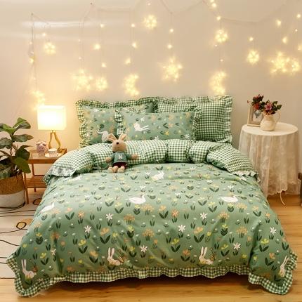 91家纺网 家纺一手货源 找家纺 （总）艾橙家纺 2023新款小清新韩版磨毛花边四件套