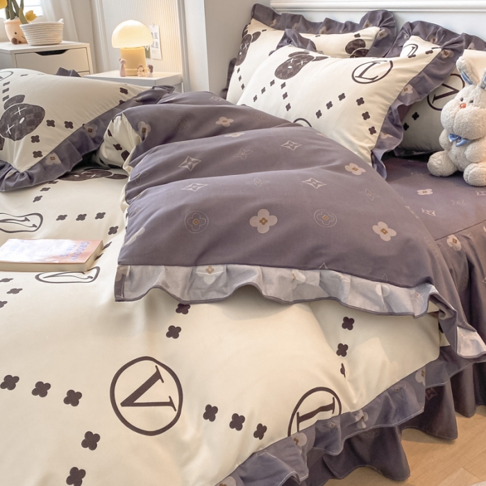 91家纺网 家纺一手货源 找家纺 （总）艾橙家纺 2023新款小清新韩版磨毛花边四件套