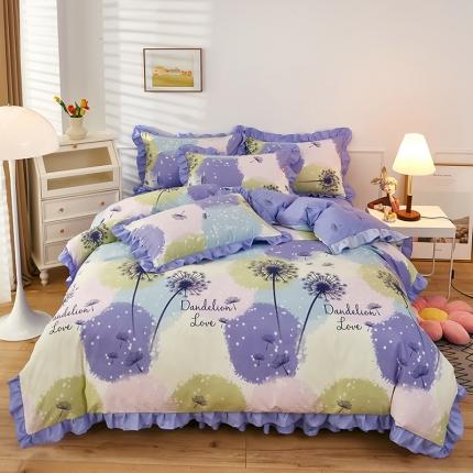 艾橙家纺 2023新款小清新韩版磨毛花边四件套 浮梦飞花