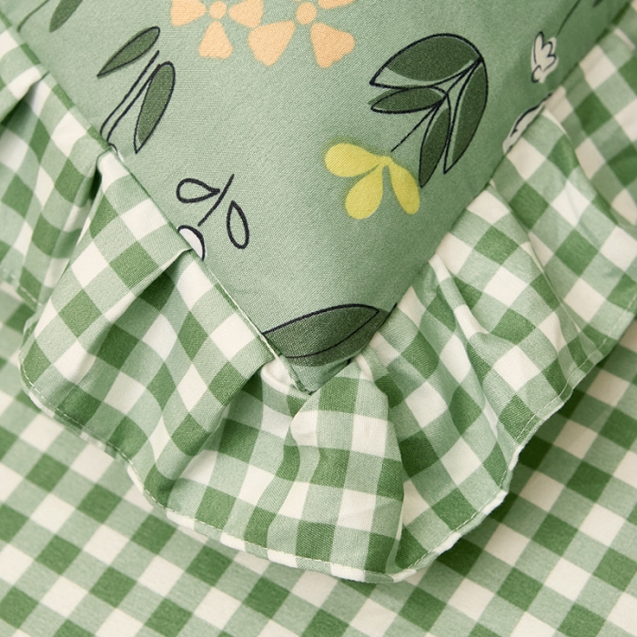 91家纺网 家纺一手货源 找家纺 艾橙家纺 2023新款小清新韩版磨毛花边四件套 花间密语