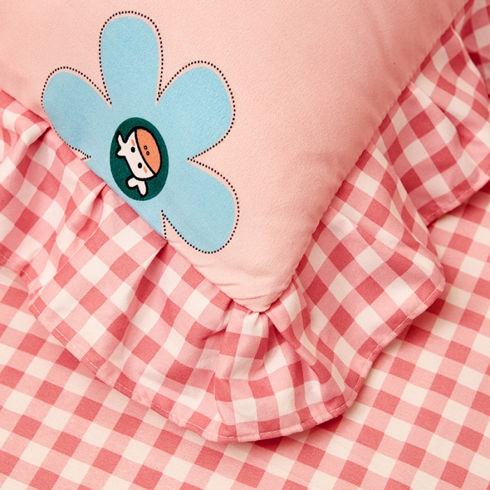 91家纺网 家纺一手货源 找家纺 艾橙家纺 2023新款小清新韩版磨毛花边四件套 妙恋