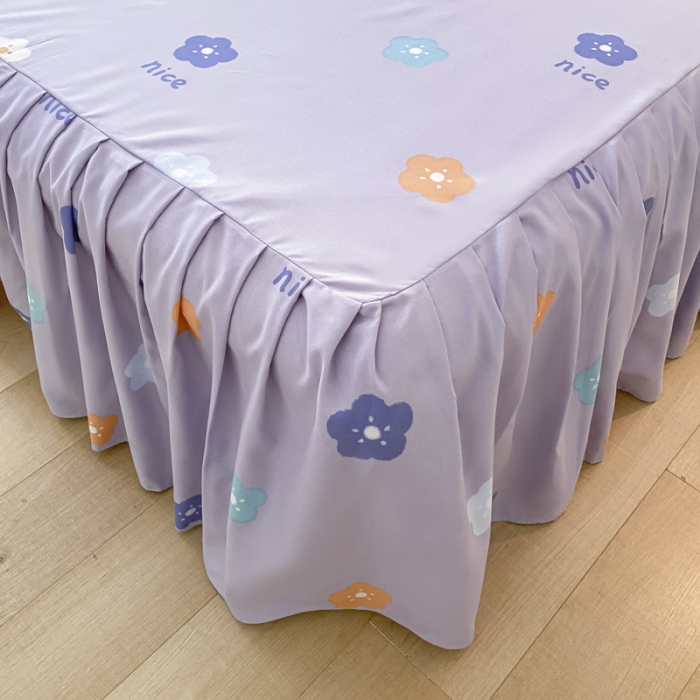 91家纺网 家纺一手货源 找家纺 艾橙家纺 2023新款小清新韩版磨毛花边四件套 轻松假日