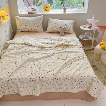 柠馨 2023新款全棉印花夏被 爱心小熊