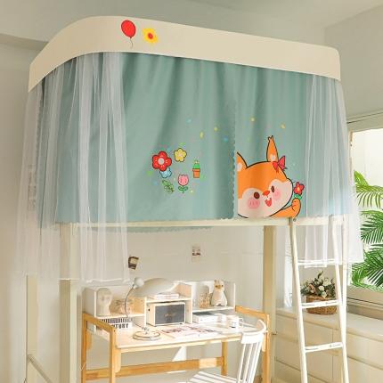 91家纺网 家纺一手货源 找家纺 （总）安金 2024新款涂层99％强遮光学生铝合金轨道蚊帐床帘一体印花