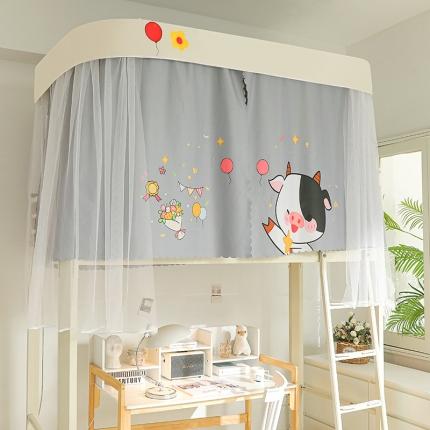 91家纺网 家纺一手货源 找家纺 （总）安金 2024新款涂层99％强遮光学生铝合金轨道蚊帐床帘一体印花