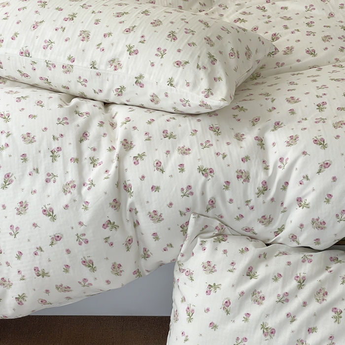 91家纺网 家纺一手货源 找家纺 荣轩家居 2023新款A类全棉双层纱印花四件套 洛丽塔