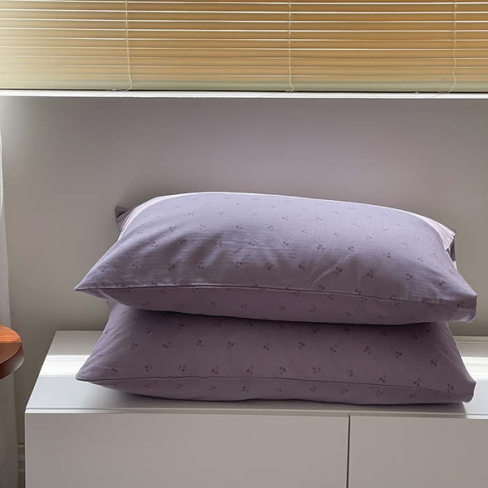 91家纺网 家纺一手货源 找家纺 荣轩家居 2023新款A类全棉双层纱印花四件套 陌香紫