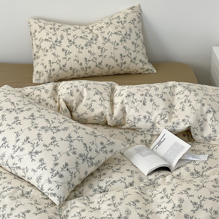 91家纺网 家纺一手货源 找家纺 荣轩家居 2023新款A类全棉双层纱印花四件套 物语