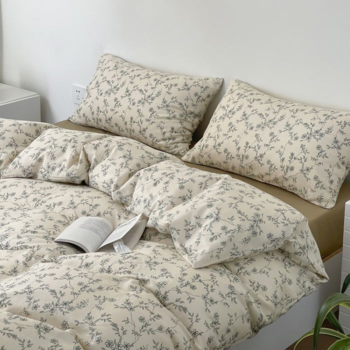 91家纺网 家纺一手货源 找家纺 荣轩家居 2023新款A类全棉双层纱印花四件套 物语