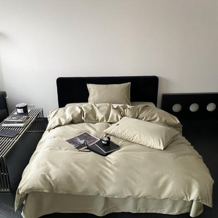 91家纺网 家纺一手货源 找家纺 梦享生活家居 2023新款全棉100支贡缎提花系列四件套 时光旅者-绿