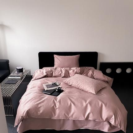 91家纺网 家纺一手货源 找家纺 梦享生活家居 2023新款全棉100支贡缎提花系列四件套 唯美之歌-粉