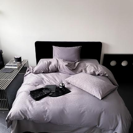 91家纺网 家纺一手货源 找家纺 梦享生活家居 2023新款全棉100支贡缎提花系列四件套 唯美之歌-灰