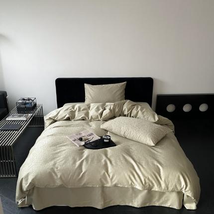 91家纺网 家纺一手货源 找家纺 梦享生活家居 2023新款全棉100支贡缎提花系列四件套 唯美之歌-绿