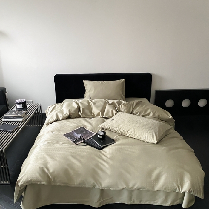 91家纺网 家纺一手货源 找家纺 梦享生活家居 2023新款全棉100支贡缎提花系列四件套 时光旅者-绿