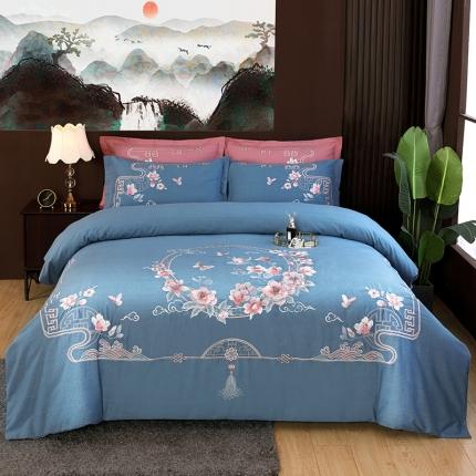 91家纺网 家纺一手货源 找家纺 （总）浩情国际 2026新款新中式120全棉磨毛巴黎之夜系列四件套