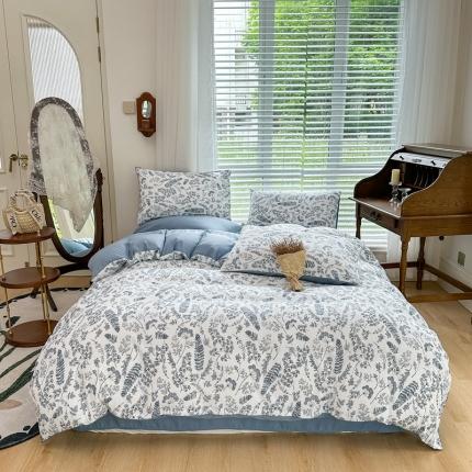 91家纺网 家纺一手货源 找家纺 （总）菲度家纺 2023新款直播爆款水洗棉麻双层纱四件套