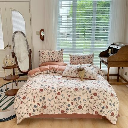 91家纺网 家纺一手货源 找家纺 （总）菲度家纺 2023新款直播爆款水洗棉麻双层纱四件套