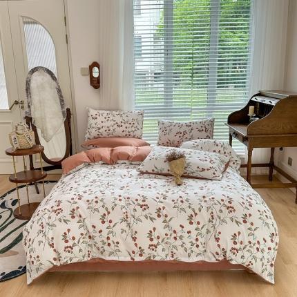 91家纺网 家纺一手货源 找家纺 （总）菲度家纺 2023新款直播爆款水洗棉麻双层纱四件套