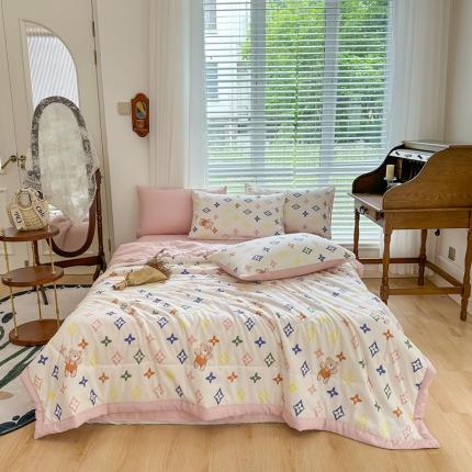 91家纺网 家纺一手货源 找家纺 （总）菲度家纺 2023新款水洗棉麻夏被四件套