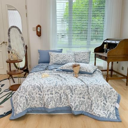 91家纺网 家纺一手货源 找家纺 （总）菲度家纺 2023新款水洗棉麻夏被四件套