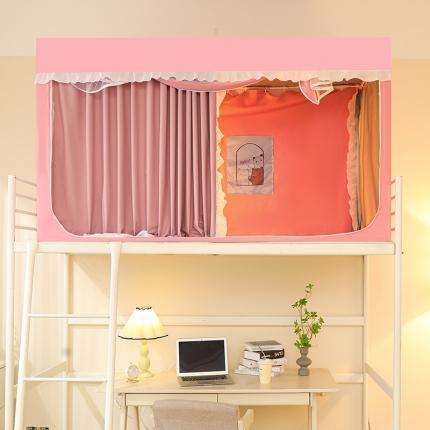 91家纺网 家纺一手货源 找家纺 （总）安金 2023新款涂层99％强遮光学生蚊帐床帘一体纯色花边